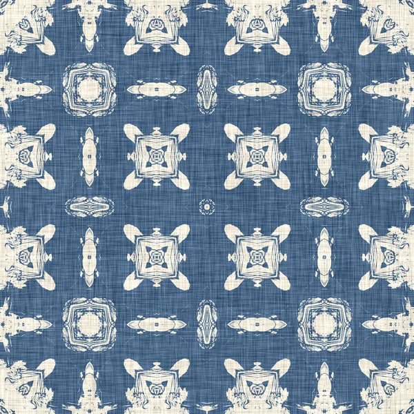 French Blue Quilt Printed Fabric Pattern Shabby Chic Home Decor — Stock Photo, Image