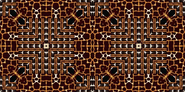 African Kente Cloth Patchwork Effect Border Pattern Seamless Geometric Quilt — Stock Fotó