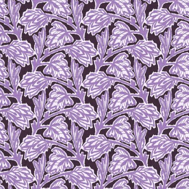 Cinsiyet olarak nötr mor botanik yaprak, dikişsiz raster arka plan. Basit, kaprisli, 2 tonlu bir model. Çocuk bezi duvar kâğıdı ya da her yerde skandal var.
