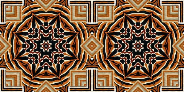 African Kente Cloth Patchwork Effect Border Pattern Seamless Geometric Quilt — Zdjęcie stockowe