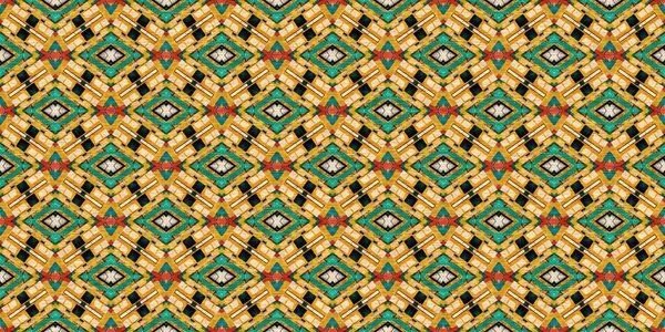 Traditional Tile Mosaic Seamless Border Pattern Print Fabric Effect Mexican — Stock Photo, Image