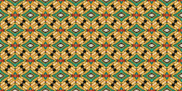 Traditional Tile Mosaic Seamless Border Pattern Print Fabric Effect Mexican — Fotografia de Stock