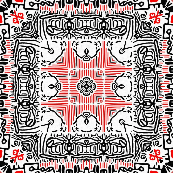 Rood Zwart Naadloze Arabesque Mozaïek Bandana Patroon Moderne Mannelijke Halsdoek — Stockfoto