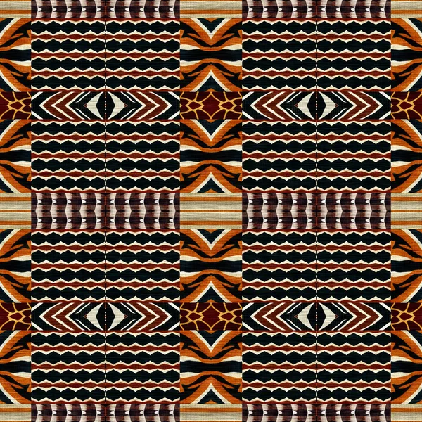 African Kente Cloth Patchwork Effect Pattern Seamless Geometric Quilt Fabric — Stok fotoğraf