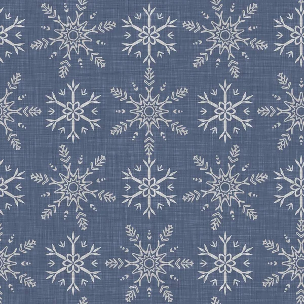 Seamless Christmas Snowflake Woven Linen Pattern Two Tone Seasonal Farmhouse — Stok fotoğraf