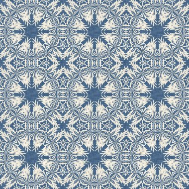 Çiftlik evi mavi kar tanesi desenli arka plan. Frosty batik damasch fransız efekti kusursuz arkaplan. Şenlikli soğuk tatil sezonu duvar kâğıdı döşemesi