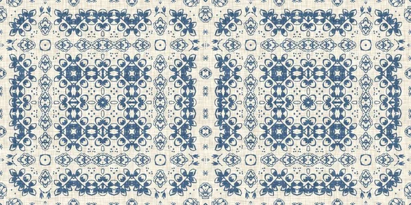 Французький Синій Квітковий Жолоб Надрукував Малюнок Рельєфу Тканини Оздоблення Домашнього — стокове фото