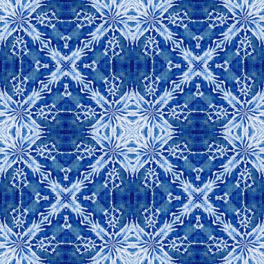 Çivit mavisi kar tanecikli damaske desenli arka plan. Frosty boyama efekti kusursuz arkaplan. Şenlikli soğuk tatil sezonu duvar kâğıdı döşemesi