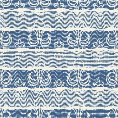 Hassas Fransız dantel efekti. Kusursuz çizgili desen. Süslü Provence tarzı dantelli kır evi dekorasyonu. Kırsal, modern, pejmürde, şık tasarım için keten kumaş duvar kağıdı.