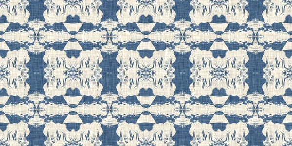 French blue quilt printed fabric border pattern for shabby chic home decor trim. Rustic farm house country cottage flower linen endless tape. Patchwork quilt effect ribbon edge