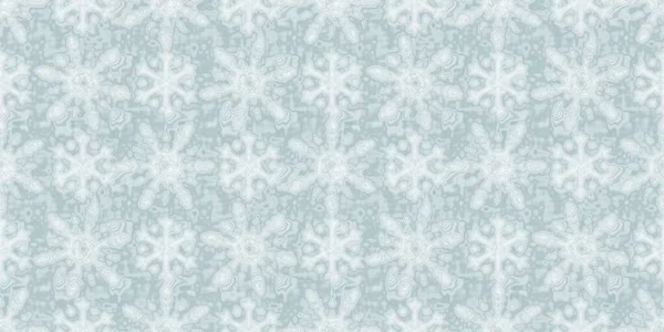 Soft ice blue snow flake border pattern background. Simple minimal frost blur effect seamless banner backdrop. Festive cold holiday season ribbon trim edge.