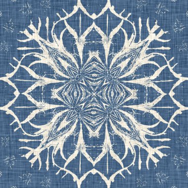 Çiftlik evi mavi kar tanesi desenli arka plan. Frosty batik fransız efekti kusursuz arkaplan. Şenlikli soğuk tatil sezonu duvar kâğıdı döşemesi