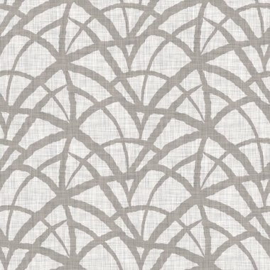 French grey doodle motif linen seamless pattern. Tonal country cottage style abstract scribble motif background. Simple vintage rustic fabric textile effect