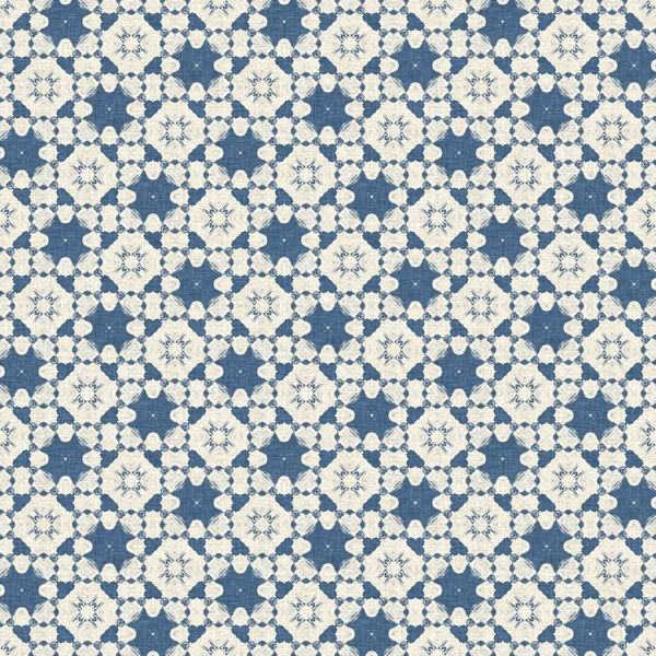 French blue quilt printed fabric pattern for shabby chic home decor style. Rustic farm house country cottage linen seamless background