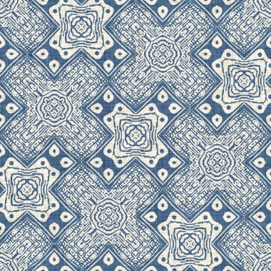 Fransız mavisi keten rengi geometrik deseni etkiler. Eski püskü ev dekoru için klasik 2 tonluk Avrupa nötr gri dokuma kumaş arka planı. Köy çiftliği mutfak havlusu tarzı.