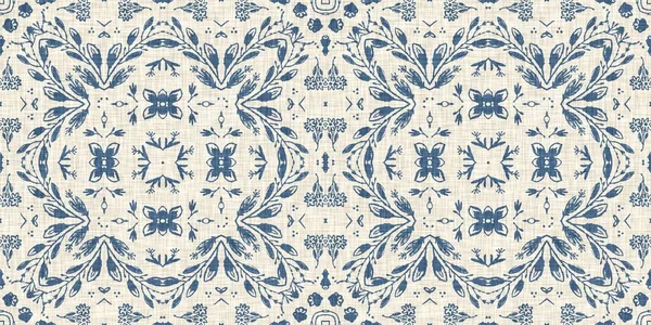 French blue floral french printed fabric border pattern for shabby chic home decor trim. Rustic farm house country cottage flower linen endless tape. Patchwork quilt effect ribbon edge