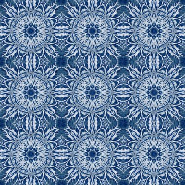 Çivit mavisi kar tanecikli damaske desenli arka plan. Frosty boyama efekti kusursuz arkaplan. Şenlikli soğuk tatil sezonu duvar kâğıdı döşemesi