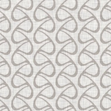 French grey doodle motif linen seamless pattern. Tonal country cottage style abstract scribble motif background. Simple vintage rustic fabric textile effect