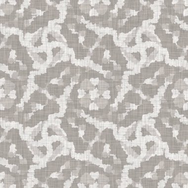 Gri, düzensiz, noktalı keten desenli Fransız kumaşı. Tonal kır evi tarzı soyut benekli arka plan. Basit bir kırsal kumaş tekstil etkisi. İlkel yapılı, pejmürde, şık bir kumaş.