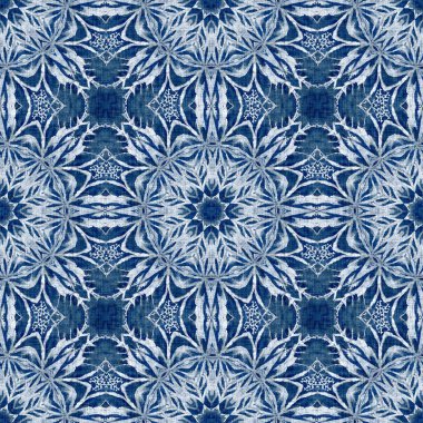 Çivit mavisi kar tanecikli damaske desenli arka plan. Frosty boyama efekti kusursuz arkaplan. Şenlikli soğuk tatil sezonu duvar kâğıdı döşemesi