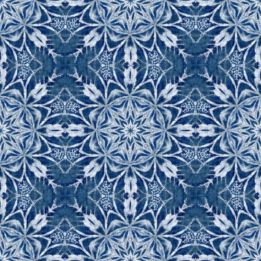 Çivit mavisi kar tanecikli damaske desenli arka plan. Frosty boyama efekti kusursuz arkaplan. Şenlikli soğuk tatil sezonu duvar kâğıdı döşemesi