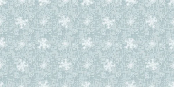 Soft ice blue snow flake border pattern background. Simple minimal frost blur effect seamless banner backdrop. Festive cold holiday season ribbon trim edge.