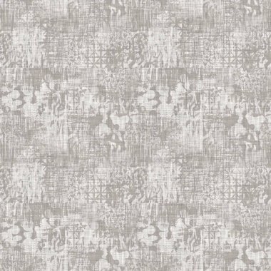 Gri, düzensiz, noktalı keten desenli Fransız kumaşı. Tonal kır evi tarzı soyut benekli arka plan. Basit bir kırsal kumaş tekstil etkisi. İlkel yapılı, pejmürde, şık bir kumaş.