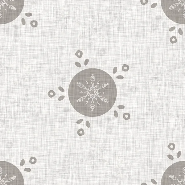 Seamless Christmas Snowflake Woven Linen Pattern Two Tone Seasonal Grey — Stock Photo, Image