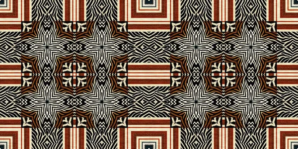 African Kente Cloth Patchwork Effect Border Pattern Seamless Geometric Quilt — Stock Fotó