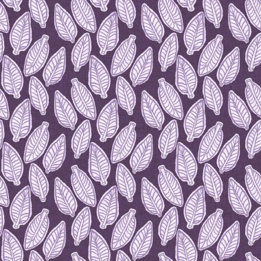 Cinsiyet olarak nötr mor botanik yaprak, dikişsiz raster arka plan. Basit, kaprisli, 2 tonlu bir model. Çocuk bezi duvar kâğıdı ya da her yerde skandal var.