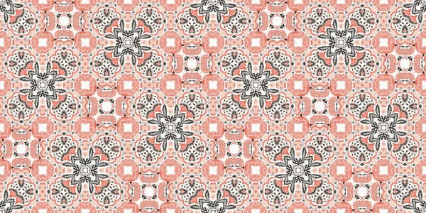 Moderne Boho Geometrische Florale Steppmuster Nahtlosen Rand Muster Shabby Chic — Stockfoto
