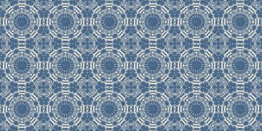 Çiftlik evi mavi kar taneleri sınır arkaplanı. Frosty Damasch Fransız Etkisi kurdelesi. Soğuk bayram bayramı washi kaseti