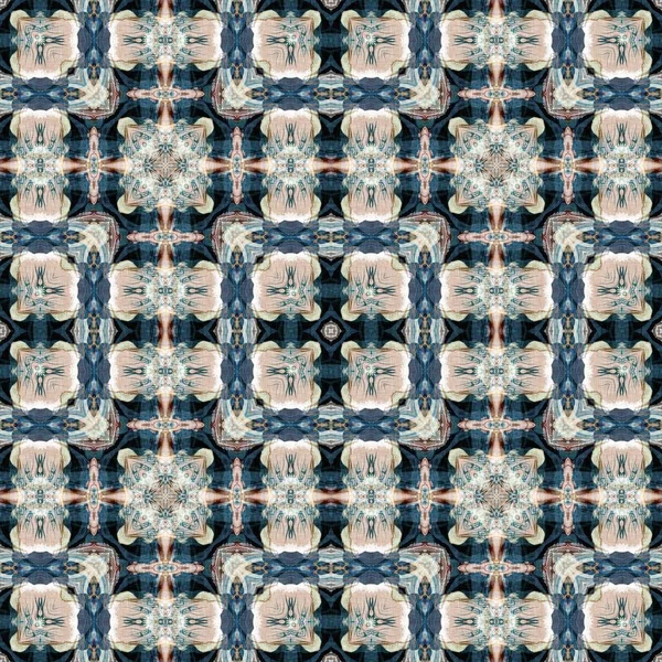 Retro Boho Geometric Kaleidoscope Scarf Pattern Background Colorful Vintage Azulejos — Stock Photo, Image
