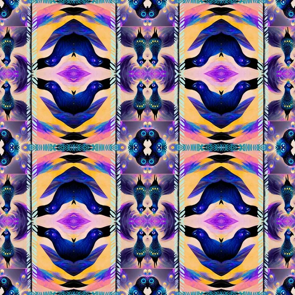 Brilliant peacock eye geometric wallpaper pattern. Elegant blur shimmer of colourful metallic bird plumage backdrop. Luxe tropical splendour tile.