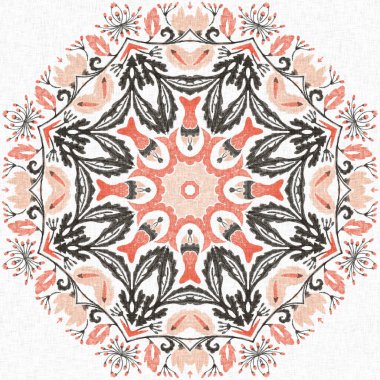 Modern boho geometrik çiçekli yorgan deseni. Shabby chic scandi keten etkisi ile arka planı tekrarla