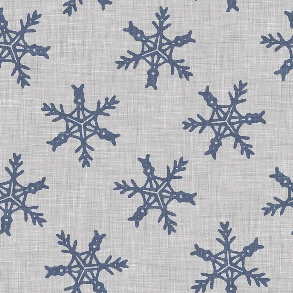 Seamless Christmas Snowflake Woven Linen Pattern Two Tone Seasonal Farmhouse — Stockfoto