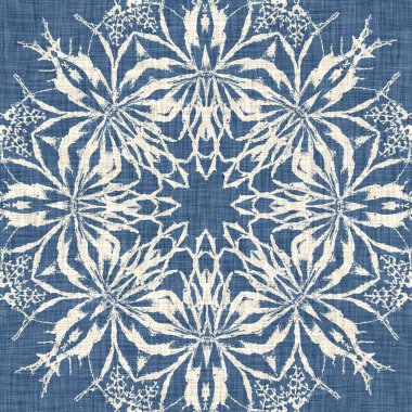 Çiftlik evi mavi kar tanesi desenli arka plan. Frosty batik fransız efekti kusursuz arkaplan. Şenlikli soğuk tatil sezonu duvar kâğıdı döşemesi