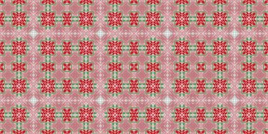 Seamless Christmas poinsettia retro border. Decorative ornament in seasonal red for December holiday washi tape. Winter botanical vintage scandi repeat ribbon
