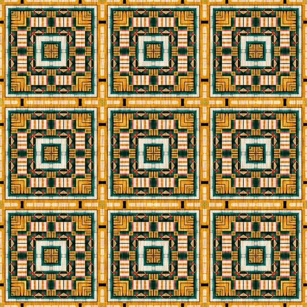 Traditional Tile Mosaic Seamless Pattern Print Fabric Effect Mexican Patchwork — Foto Stock