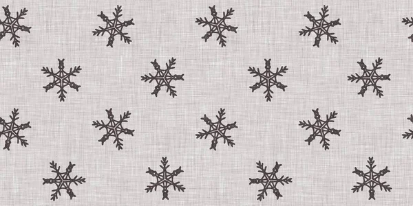Seamless Christmas Snowflake Woven Linen Border Two Tone Seasonal Brown — Photo