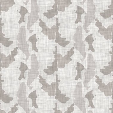 French grey doodle motif linen seamless pattern. Tonal country cottage style abstract scribble motif background. Simple vintage rustic fabric textile effect