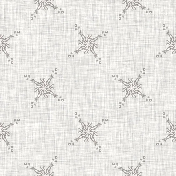 Seamless Christmas Snowflake Woven Linen Pattern Two Tone Seasonal Grey — Φωτογραφία Αρχείου