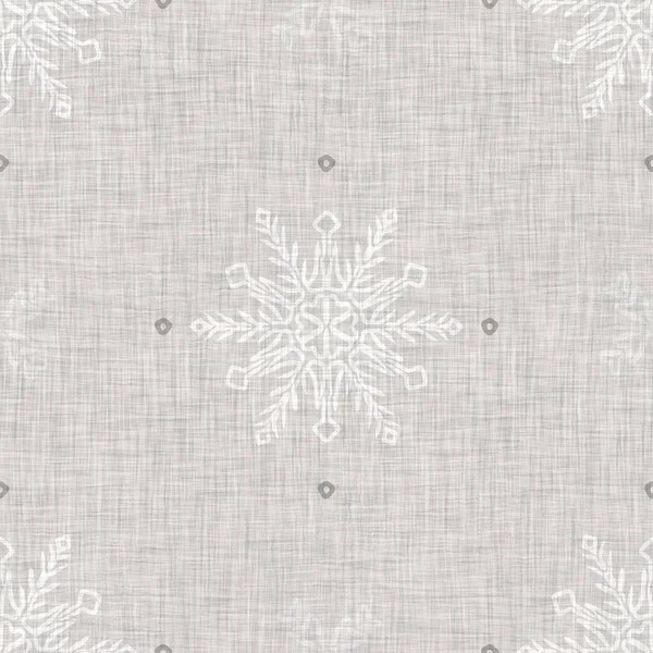 Seamless Christmas Snowflake Woven Linen Pattern Two Tone Seasonal Grey — Photo