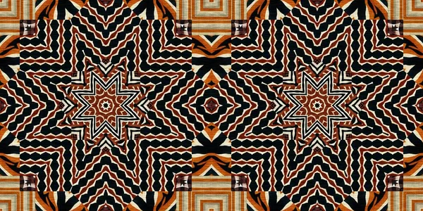 African Kente Cloth Patchwork Effect Border Pattern Seamless Geometric Quilt — Foto de Stock