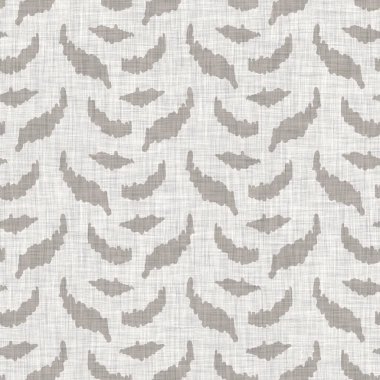 French grey doodle motif linen seamless pattern. Tonal country cottage style abstract scribble motif background. Simple vintage rustic fabric textile effect