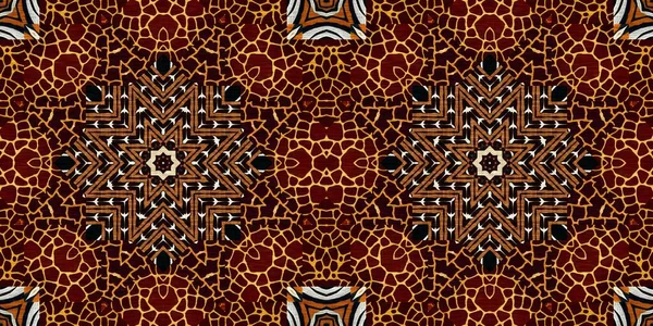 African Kente Cloth Patchwork Effect Border Pattern Seamless Geometric Quilt — Φωτογραφία Αρχείου