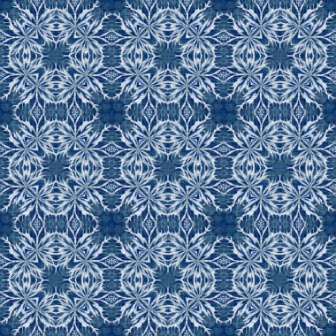 Çivit mavisi kar tanecikli damaske desenli arka plan. Frosty boyama efekti kusursuz arkaplan. Şenlikli soğuk tatil sezonu duvar kâğıdı döşemesi