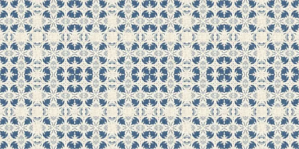 French blue quilt printed fabric border pattern for shabby chic home decor trim. Rustic farm house country cottage flower linen endless tape. Patchwork quilt effect ribbon edge