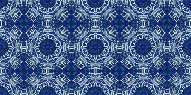 Çivit mavisi kar tanecikli Batik. Frosty batik boyama efekti pürüzsüz kenar. Soğuk bayram şenliği kurdelesi