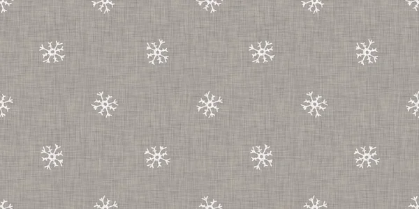 Seamless Christmas Snowflake Woven Linen Border Two Tone Seasonal Grey — Photo